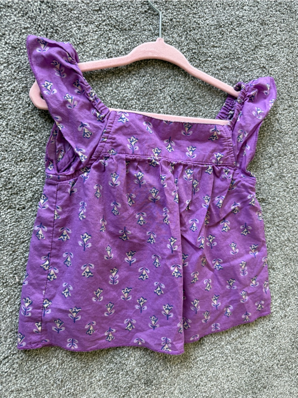 Carter's Purple Floral Ruffle Strap Top